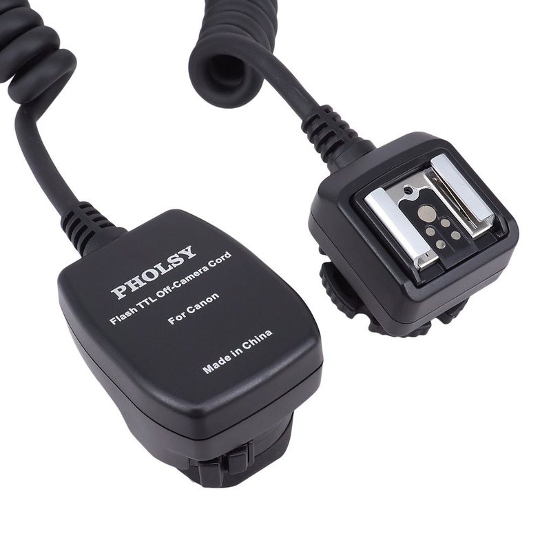 PHOLSY 6.5' / 2 m E-TTL Off Camera Flash Speedlite Sync Cord Hot Shoe Cord Compatible with Canon T8i, T7i, T6, T6i, T6s, T5, T5i, SL3, 90D, 80D, 77D, 70D, 7D, 6D, 5D, M3, M5, M6 etc, Replaces OC-E3 - Image 1